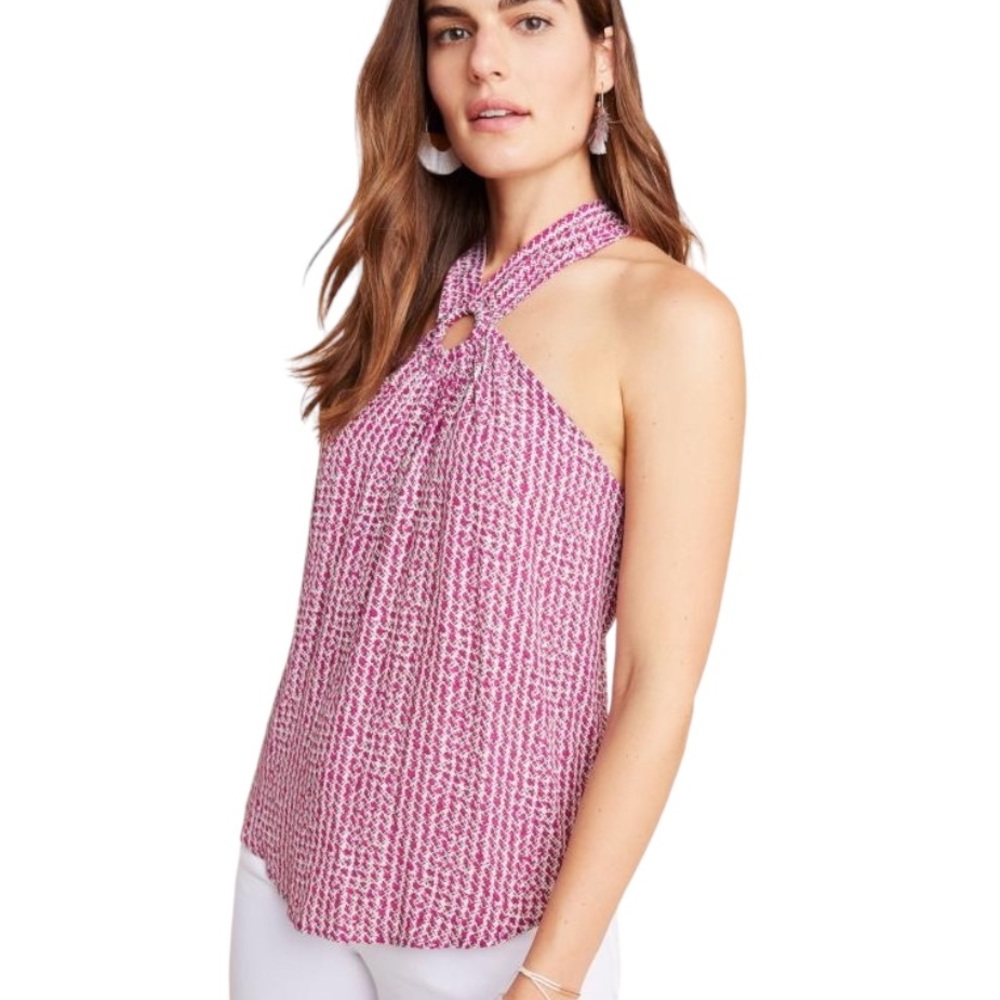 Anthropologie Maeve Mica Loophole Cutout Sleeveless Halter Top - 4